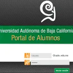 Página de inicio del portal de alumnos de la Universidad Autónoma de Baja California, que incluye campos para ingresar usuario y contraseña, así como un botón para iniciar sesión.
