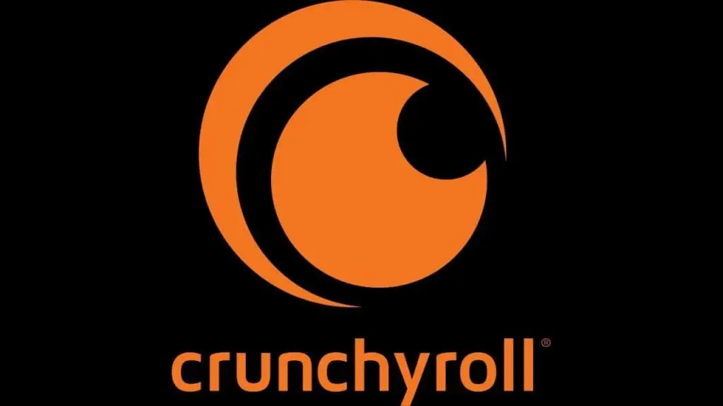 Logo de Crunchyroll, plataforma de streaming especializada en anime, manga y dramas asiáticos, con un diseño moderno en color naranja sobre fondo negro.