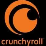 Logo de Crunchyroll, plataforma de streaming especializada en anime, manga y dramas asiáticos, con un diseño moderno en color naranja sobre fondo negro.