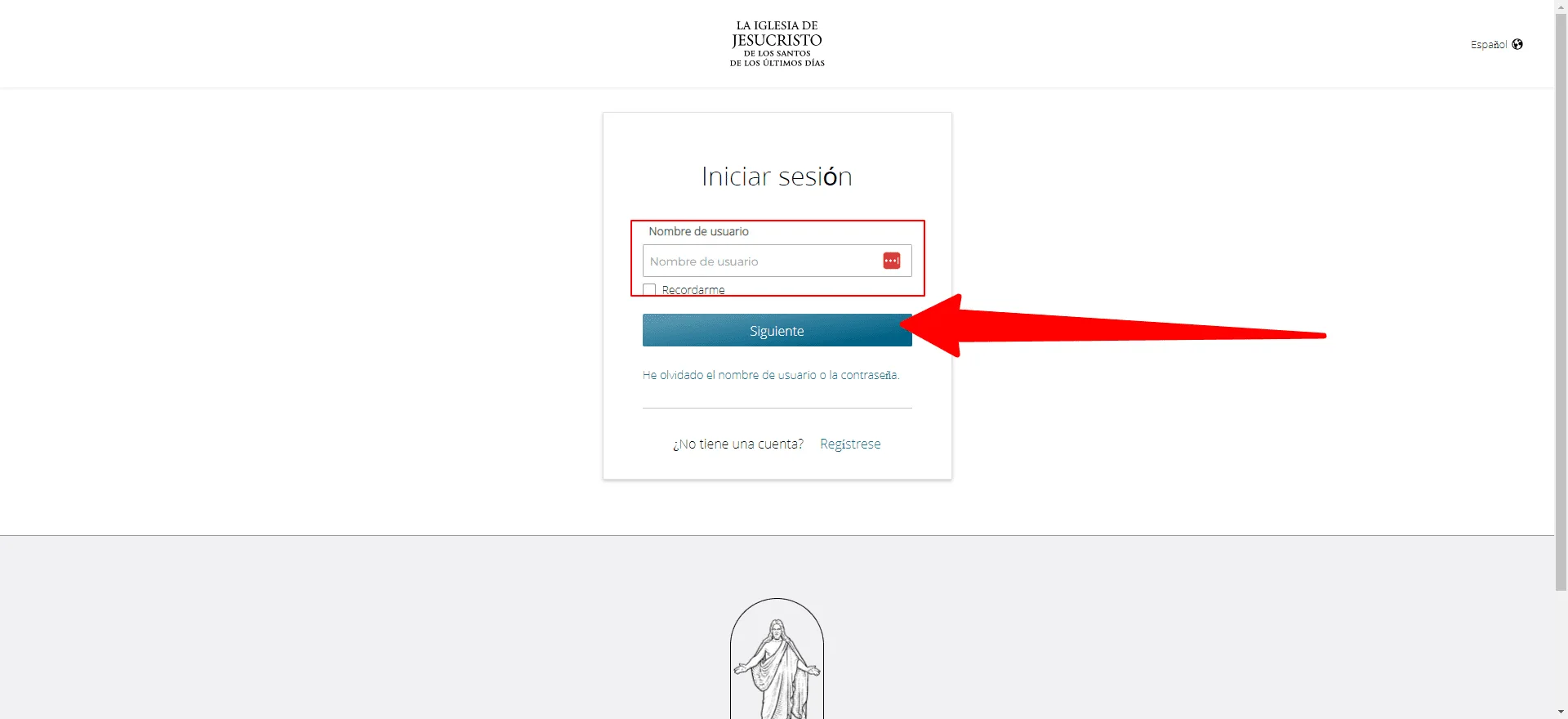 Inicio de sesión del Portal Misional