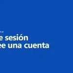 Pantalla de inicio de sesión de Microsoft OneDrive con la opción de iniciar sesión o crear una cuenta, sobre un fondo azul.