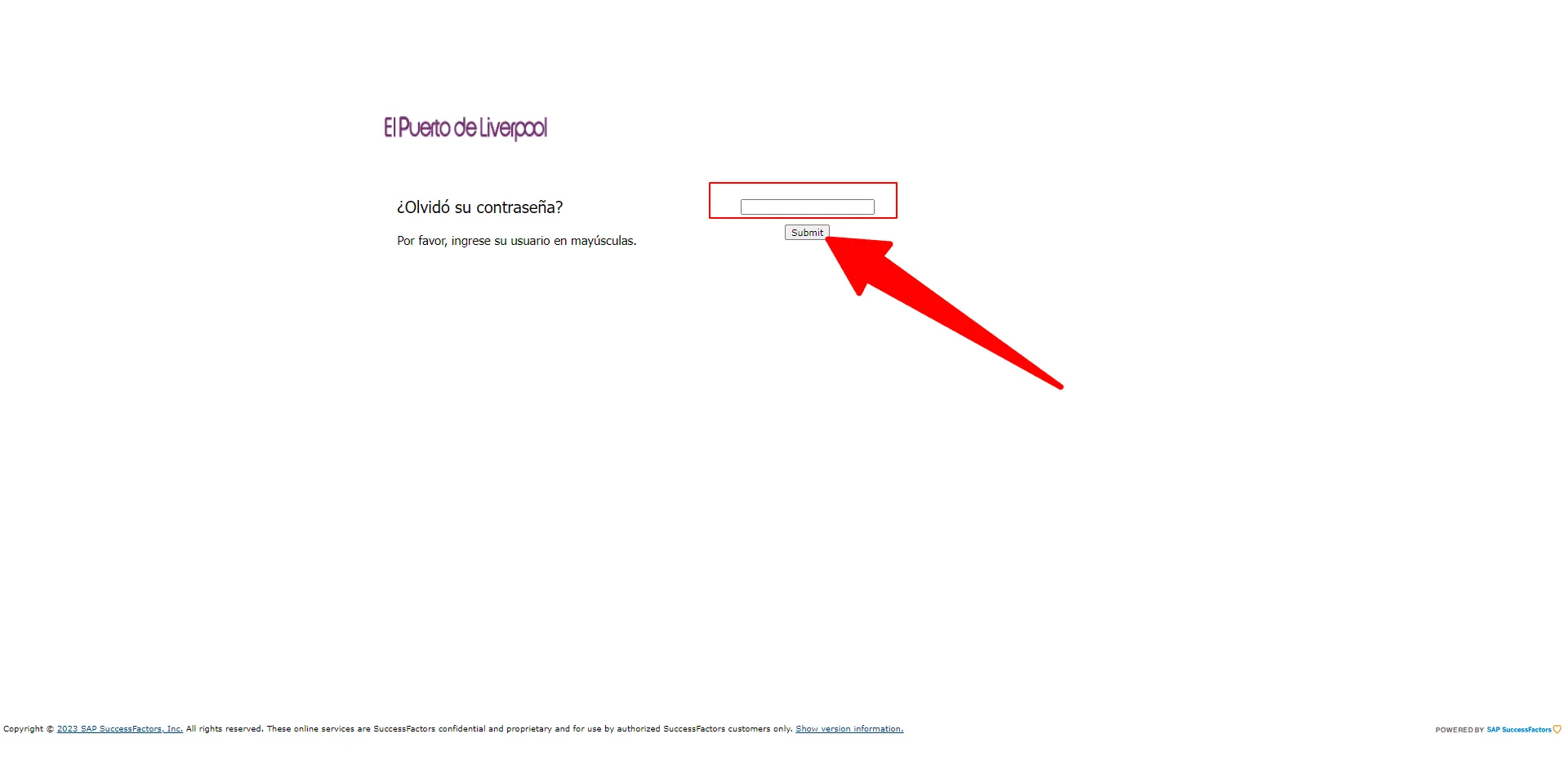 Proceso de recuperación de contraseña de SuccessFactors Liverpool