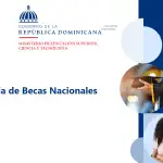 Imagen promocional de la convocatoria de becas nacionales en la República Dominicana, presentada por el Ministerio de Educación Superior, Ciencia y Tecnología. Incluye el logo de 