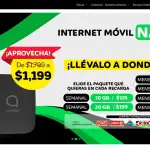 Imagen promocional de netwey que muestra el módem Alcatel MW45 con un precio de $1,199, destacando una oferta inicial de $1,799. La imagen también presenta diferentes paquetes de internet móvil disponibles, con opciones semanales y mensuales que incluyen 10 GB, 20 GB, 30 GB y 50 GB, junto con sus respectivos precios.