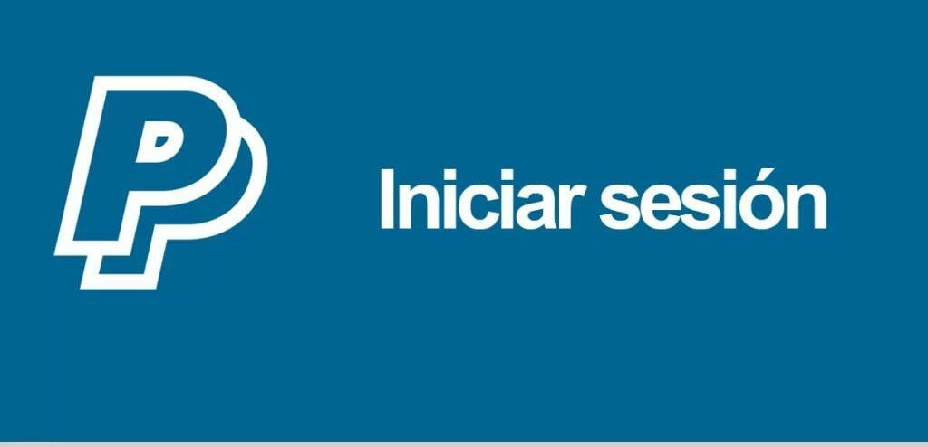 Logo de PayPal con la frase iniciar sesión sobre un fondo azul, utilizado para acceder a la cuenta de usuario en la plataforma de pagos en línea.