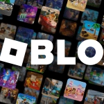 Logo de Roblox destacado en el centro, rodeado de múltiples miniaturas de juegos y experiencias dentro de la plataforma, que muestran la variedad de mundos virtuales y actividades disponibles para los usuarios.