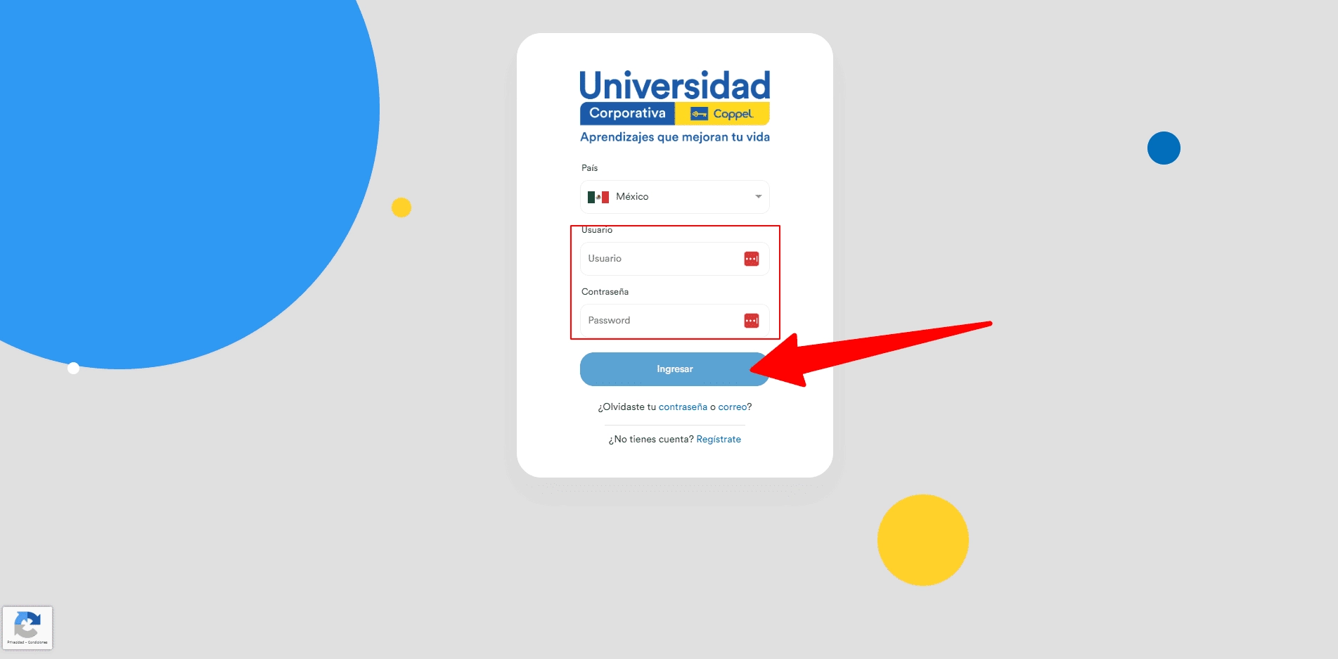 Imagen principal de login en Universidad Coppel