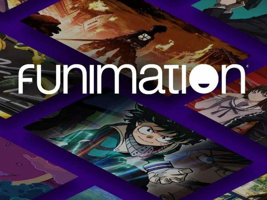 Imagen que muestra el logotipo de Funimation en el centro, rodeado de diversas portadas de anime de popularidad reconocida, representando una variedad de estilos y géneros dentro del mundo del anime.