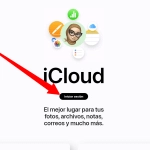 Pantalla de inicio de sesión de iCloud con un botón destacado que dice 
