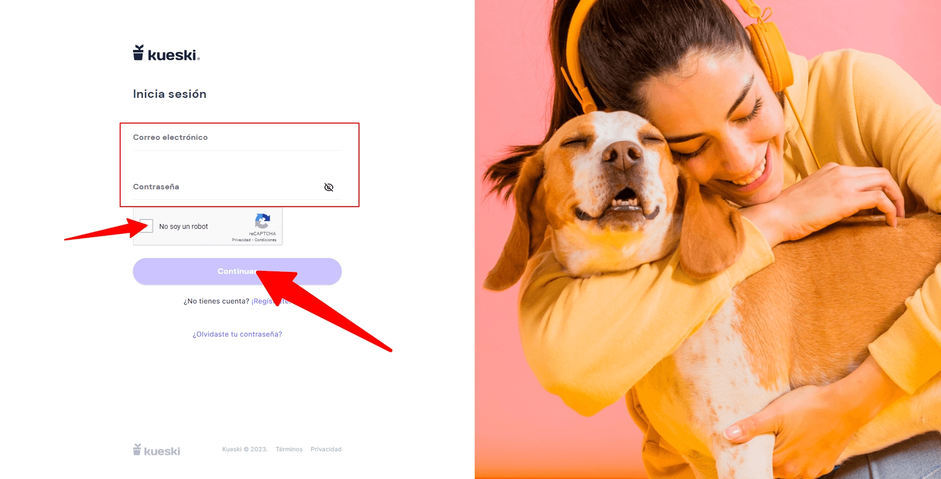 Pantalla de inicio de sesión de Kueski Pay