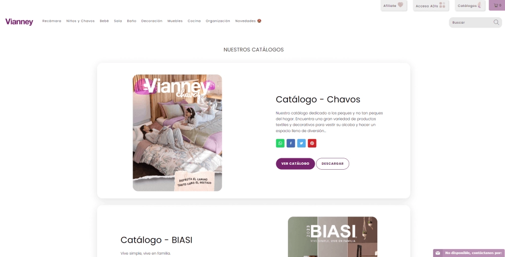 Catálogo de Vianney Chavos 2023, con productos textiles y decorativos para habitaciones de niños, mostrando un diseño acogedor y divertido. Incluye opciones para personalizar el espacio infantil.