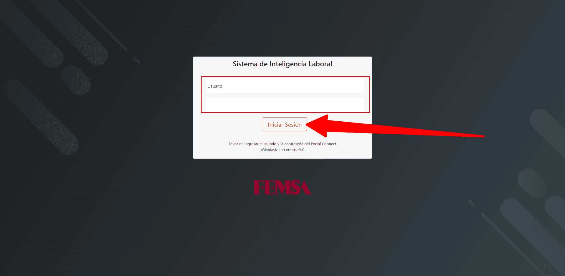 Imagen principal de login del portal KPS Femsa