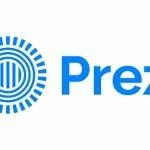 Logo de Prezi, una herramienta de presentación en línea, que combina un diseño circular y tipografía moderna en color azul.
