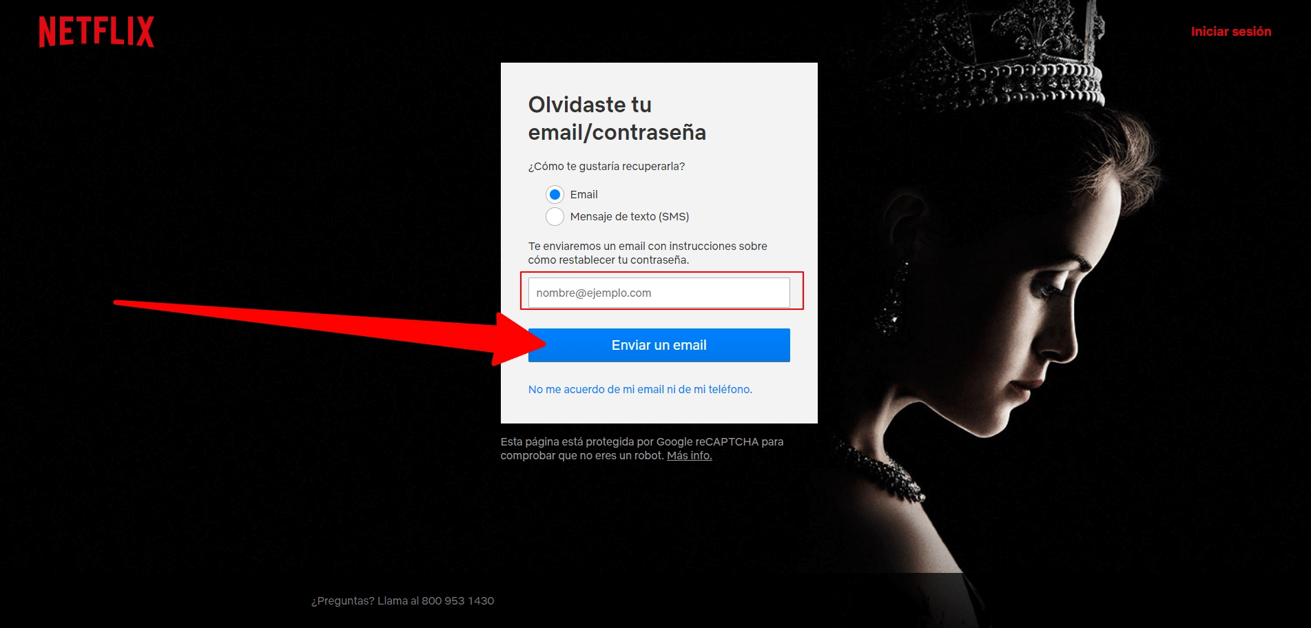 Recuperar contraseña en Netflix