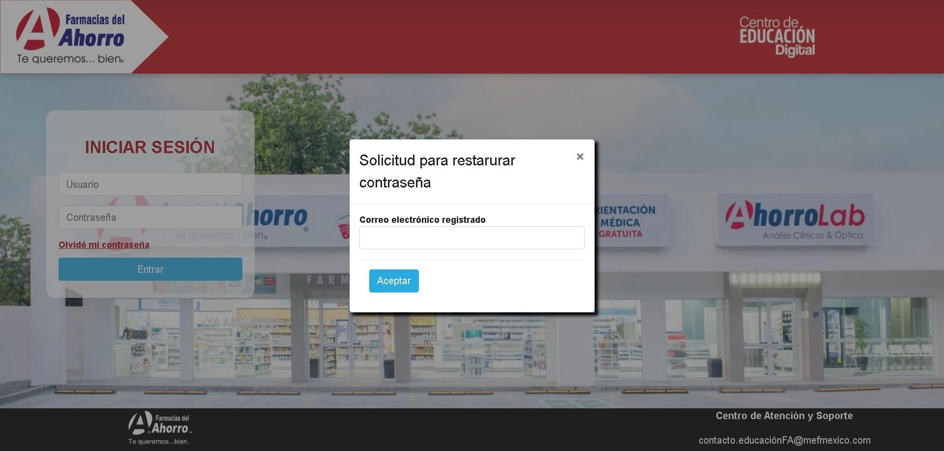 recuperación de contraseña